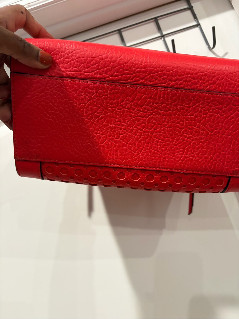 kate spade red Perforated Leather Satchel with Gold-Tone Accents - Picture 6 of 8